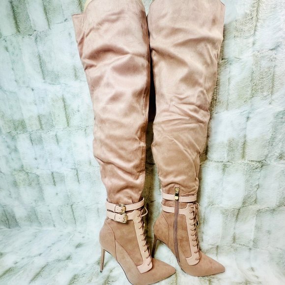 So Me Blush Pink Over The Knee 4.5" Stiletto Heel Boot - Picture 3 of 8